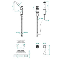 THG Flore Ручной душ на борт ванны, 2 отв., цвет: хром/хрусталь