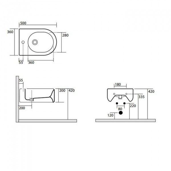 Kerasan Flo биде подвесное 50х36см, с 1отв под смеситель, цвет: белый