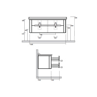 Kerasan Waldorf Комплект подвесной/напольной мебели 150см,  с 4 ящиками, цвет:черный матовый  НОЖКИ НА ВЫБОР