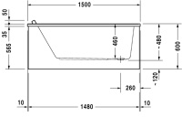 Ванна акриловая Duravit Starck 150x75 прямоугольная, встраиваемая