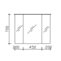 Pelipal Solitaire 9025 Зеркальный шкаф 71х85х17см.,, вкл. подсв. в дверцах, 3 дв., с одн. стороны зерк., 6 ст. полок, выкл/розетка, цвет: белый глянц.25