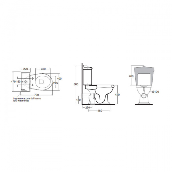 AZZURRA JUBILAEUM унитаз моноблок 75х40см слив в пол, цвет: белый/хром  СИДЕНЬЕ НА ВЫБОР
