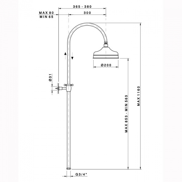 Nicolazzi Doccia Душевая стойка с верхним душем Ø 20см, цвет: хром