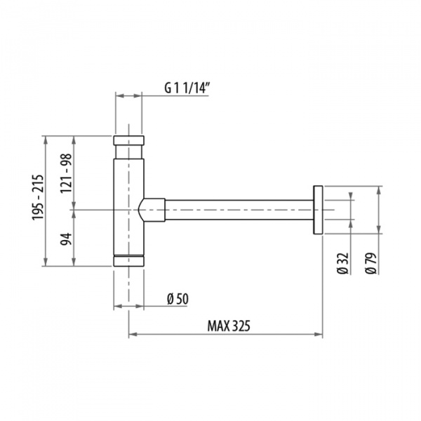 Gattoni Accessori Сифон 1/1,4&quot - цилиндрический, для раковины, цвет: хром