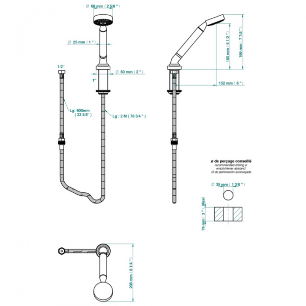 THG Bagatelle pierre noire Ручной душ, 1 отв., цвет: золото