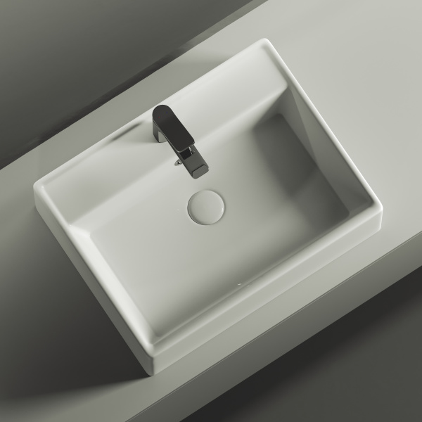 Умывальник чаша накладная прямоугольная Element 590*450*160мм Ceramica Nova белый 