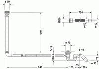 Специальный комплект слива-перелива с подачей воды снизу (нажимной клапан) Duravit Blue Moon