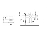 Duravit Bacino Раковина 42х42 см, без отв., цвет: белый