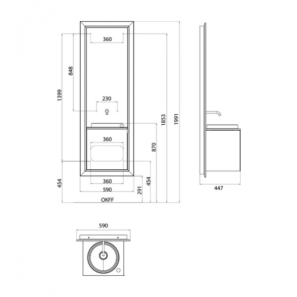 Emco Touch 450 pure Комплект мебели с системой освещения, умывальник мин.литье 45см, смеситель, 2 сенс. датчика, зеркало в ал. раме, тумба ручка справа, цвет: хром/optiwhite