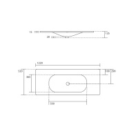 Kerasan Shape Раковина 122х52см, встраиваемая, с 1 отв., цвет: белый глянцевый