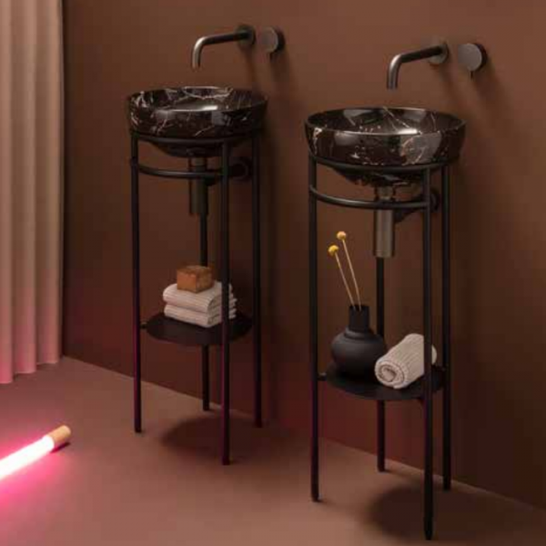 Globo Ring Консоль напольная 35x38х84,5, без отв. под смеситель, с полотенцедержателем, цвет: черный матовый