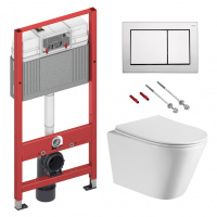 Комплект унитаз ABBER Bequem AC1102 с инсталляцией TECE 9400406 и клавишей 9240702 хром матовый