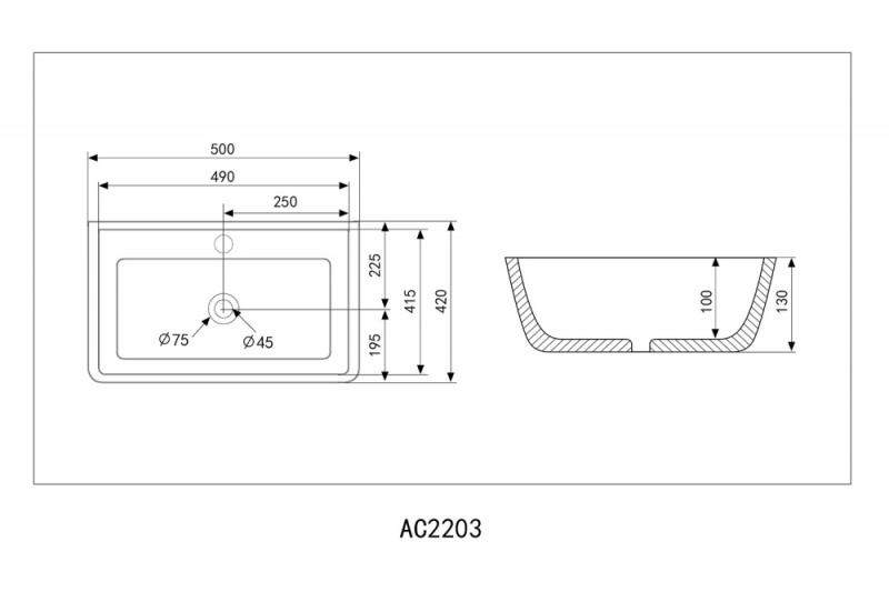 Раковина накладная ABBER Rechteck AC2203MSB синяя матовая