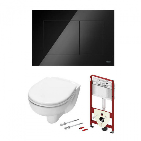 TECE TECEbase Система инсталляции для унитазов 5 в 1, с унитазом и кнопкой смыва, цвет: черный
