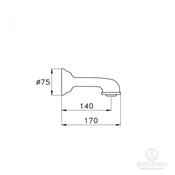 Stella Italica Настенный излив для ванны 0/250, цвет: хром