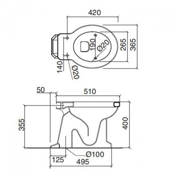 Sbordoni Neoclassica Унитаз 42х36.5см, со средней трубой, цвет: белый/никель