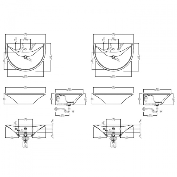 Devon&Devon Double Kalos Раковина 78.6х22.1х54.2 см, 3 отв., двойная, WHITE TEC, с донным клапаном, с колонной, фурнитура хром, цвет: белый