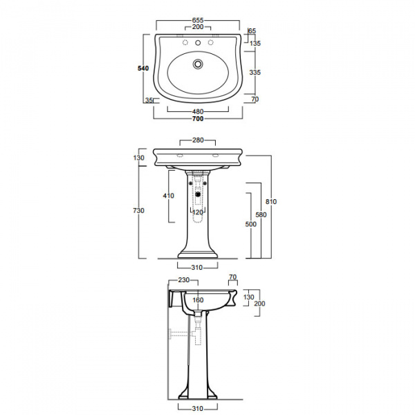 SIMAS Lante 70 Раковина 70х54х13 см, 1 отв., цвет: белый