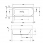 Duravit Happy D.2 Ванна акриловая  170х75x48см, прямоугольная .встраиваемая  версия , с наклоном для  спины справа