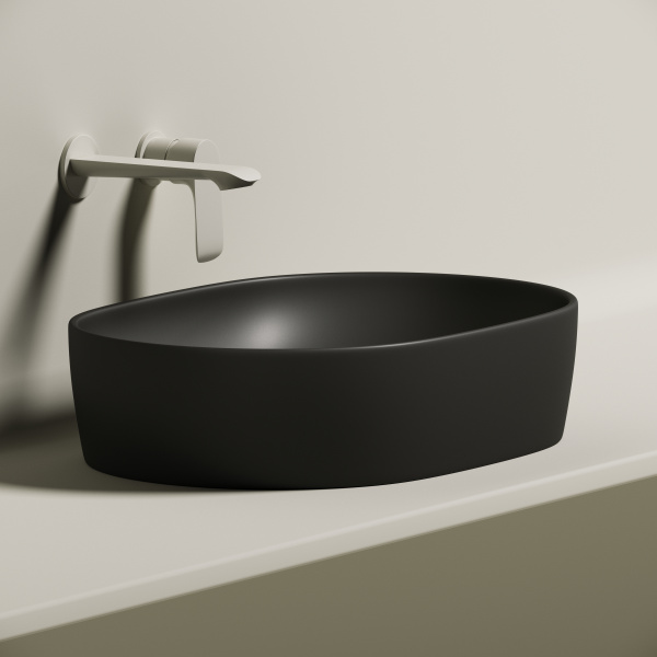 Умывальник чаша накладная овальная (цвет Чёрный Матовый) Element 600*415*135мм Ceramica Nova чёрный матовый 