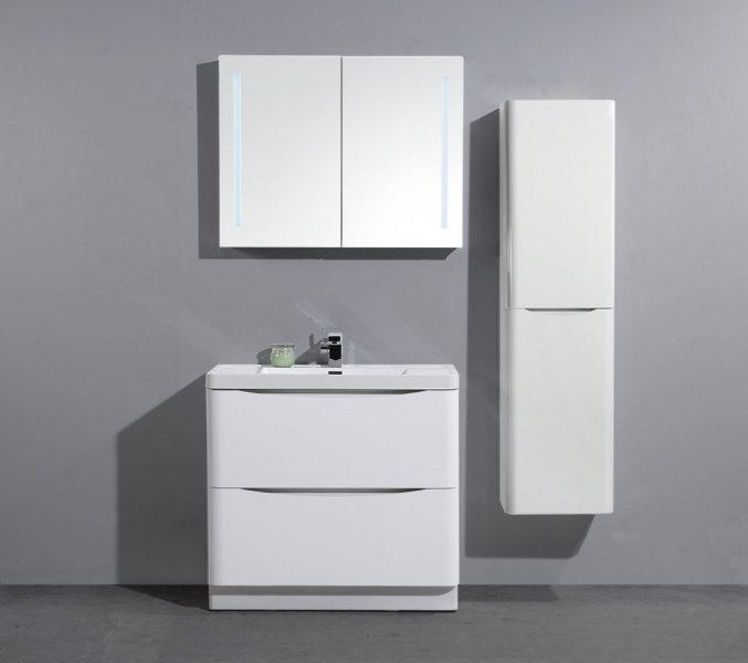 База под раковину напольная с двумя выкатными ящиками, с доводчиками ANCONA-N-800-2C-PIA-BL