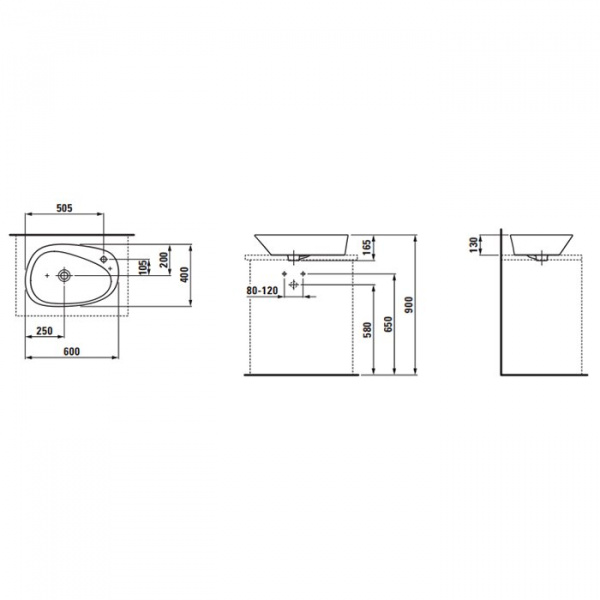 Laufen Palomba Раковина-чаша 60х40х13 см, 1 отв., цвет: белый