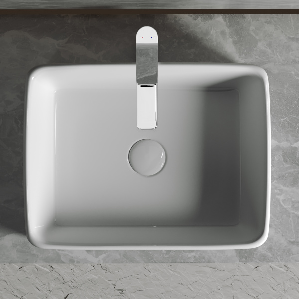 Умывальник чаша накладная прямоугольная Element 480*370*130мм Ceramica Nova белый 