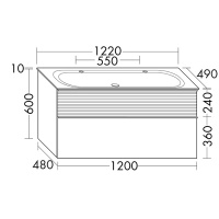 Burgbad Fiumo Комплект подвесной мебели 122х49х61см, с раковиной на 2 отв., ручки черные матовые, цвет: Eiche Dekor Cashmere / белый матовый