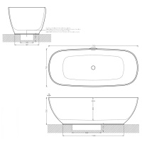 Artceram Hoop Ванна отдельностоящая, 170х70хh50см, с переливом и слив.крышкой, Livingtec, цвет: matera