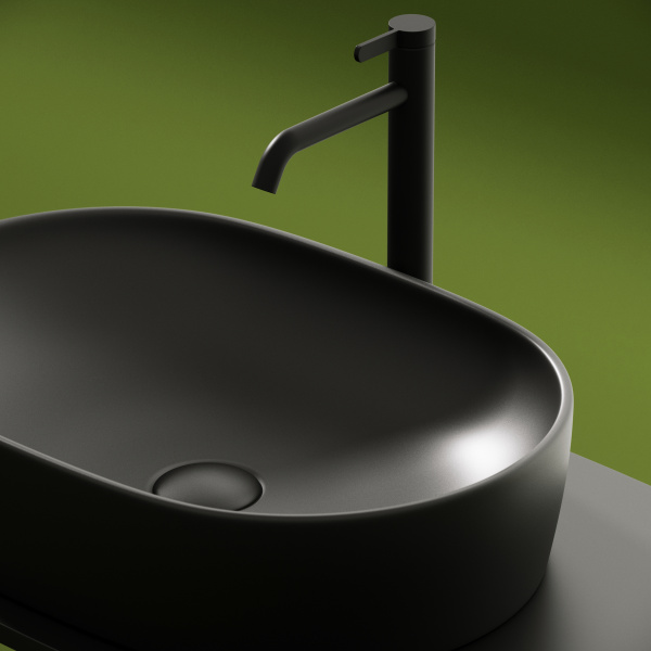 Умывальник чаша накладная овальная (цвет Темный Антрацит Матовый) Element 600*415*135мм Ceramica Nova темный антрацит матовый 