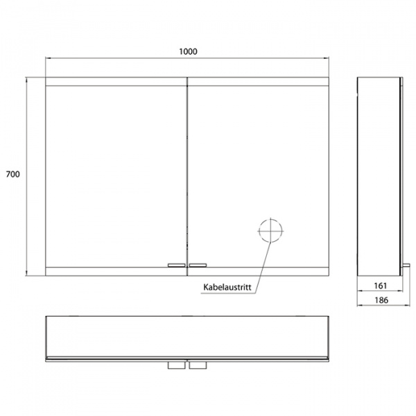 EMCO Evo Зеркальный шкаф 100xh70см с подсветкой, навесной, 2 двери, 2 полки, розетка, цвет: алюминий