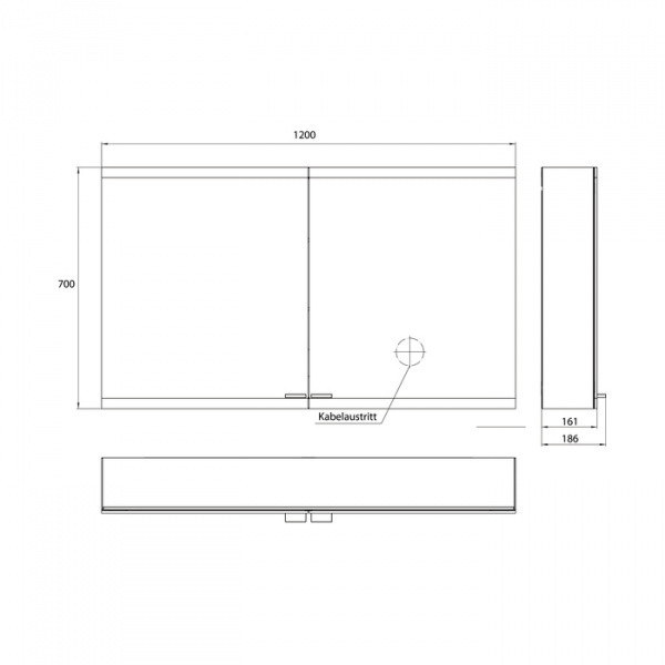 EMCO Evo Зеркальный шкаф 120xh70см с подсветкой, навесной, 2 двери, 2 полки, розетка, цвет: алюминий