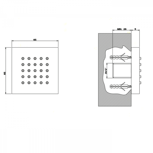Gessi Rettangolo Боковая форсунка квадратная, цвет: хром