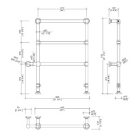 Devon&Devon Baccus 4 Полотенцесушитель электрический 80.5х95.2x15.7см, скрытое подключение SX, цвет: светлое золото