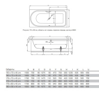 Bette Ocean Ванна с шумоизоляцией пристенная, 180х80х45см, перелив спереди, с отверстиями для ручки, BetteGlasur® Plus, антислип
