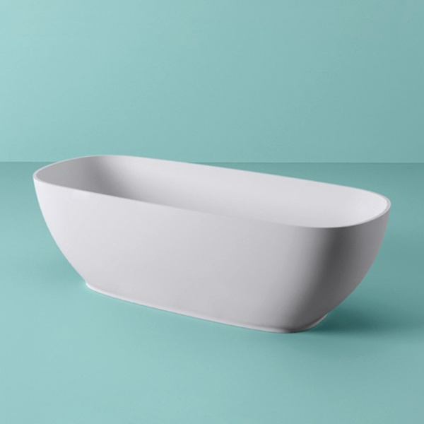 Artceram Hoop Ванна отдельностоящая из искусственного камня Livingtec 170х70х50 см, со слив-переливом, цвет: белый матовый