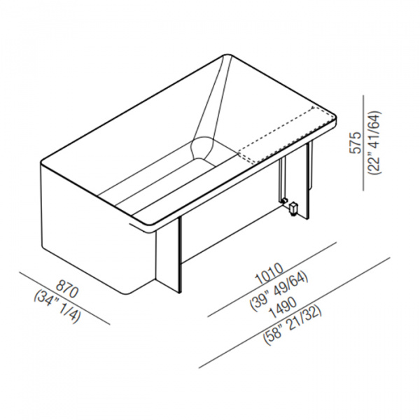 Agape Marsiglia Ванна пристенная 149x87x57.5 см, без полки, отв. для ARUB0960