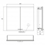 EMCO Evo Зеркальный шкаф 80xh70см с подсветкой, встраиваемый, 2 двери, 2 полки, розетка, цвет: алюминий