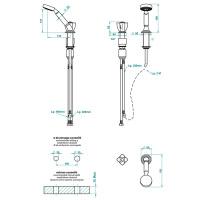 THG Petale de Cristal clair lisere dore Ручной душ на борт ванны, 2 отв., цвет: золото/прозрачный хрусталь с золотым декором