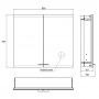 EMCO Evo Зеркальный шкаф 80xh70см с подсветкой, встраиваемый, 2 двери, 2 полки, розетка, цвет: алюминий