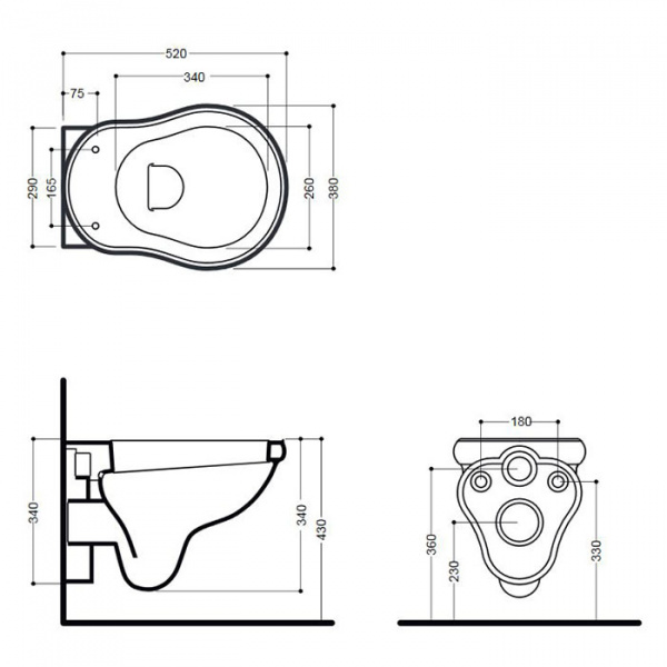 Kerasan Retro Унитаз подвесной 52х38см, цвет: белый