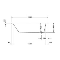 Ванна акриловая Duravit (Дуравит), 160х70 прямоугольная, встраиваемая
