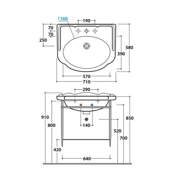 Globo Paestum Консоль подвесная 71x58x60см, на 3 отв., цвет: состаренный металл