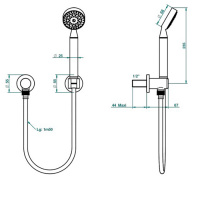 THG Island Душевой комплект с ручным душем, держатель, подвод воды и шланг 1500 мм., цвет: Soft gold