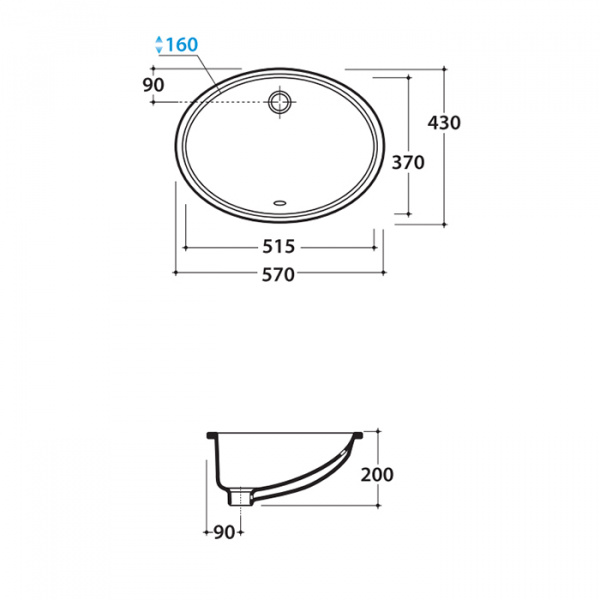 Globo Lavabi d'arr Раковина 57х43х20 см, без отв., с переливом, с комплектом креплений, цвет: белый