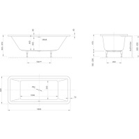 Knief Mood FIT Ванна встроенная 180х80х60см с ножками (перелив щелевой), без слива-перелива