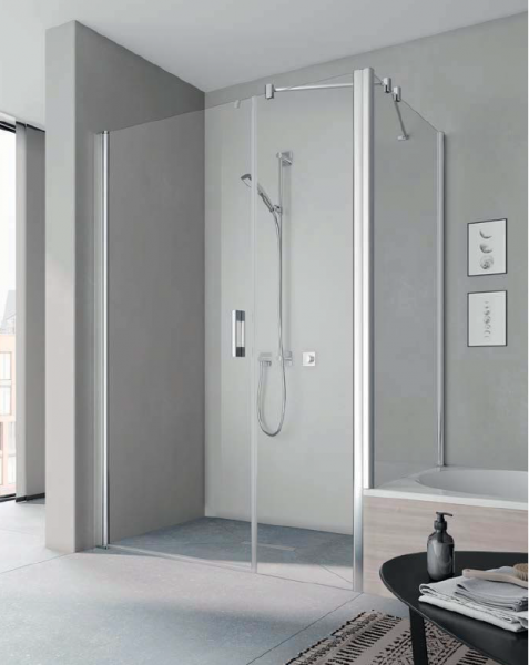 KERMI Pega Душевой угол 120x90х200см., серебро+прозрачное стекло+Kermiclean