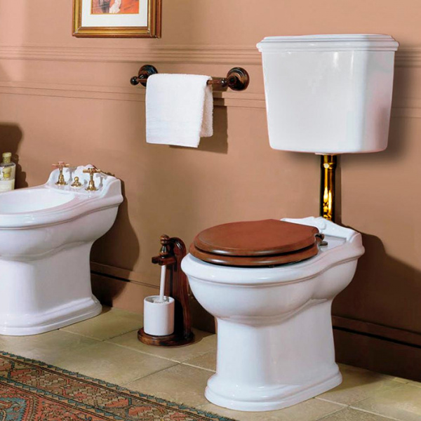 AZZURRA JUBILAEUM  унитаз напольный 59х40см., слив в стену, цвет: белый/золото