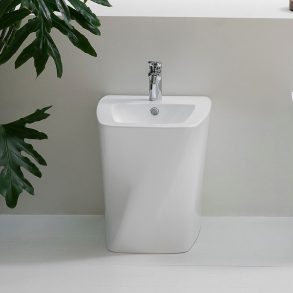 Azzurra Hera Биде напольное приставное 57х38х42 см,  с 1 отв под смеситель, с крепежами, цвет: белый