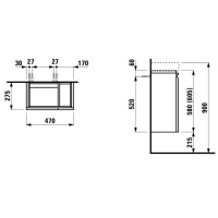 Laufen Pro База с раковиной 48x28см, петли слева, полки справа, 1 дверка, цвет: белый